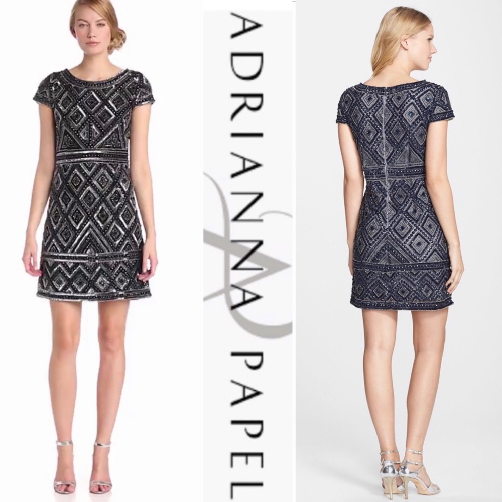 Adrianna Papell short sleeves beaded dress - Picture 6 of 10